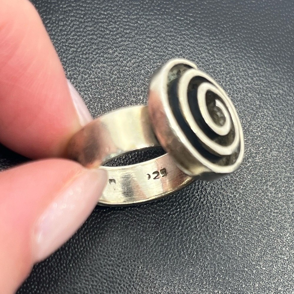 Mexico sterling silver abstract swirl circle wide band ring size 6.75 vintage - Picture 11 of 16